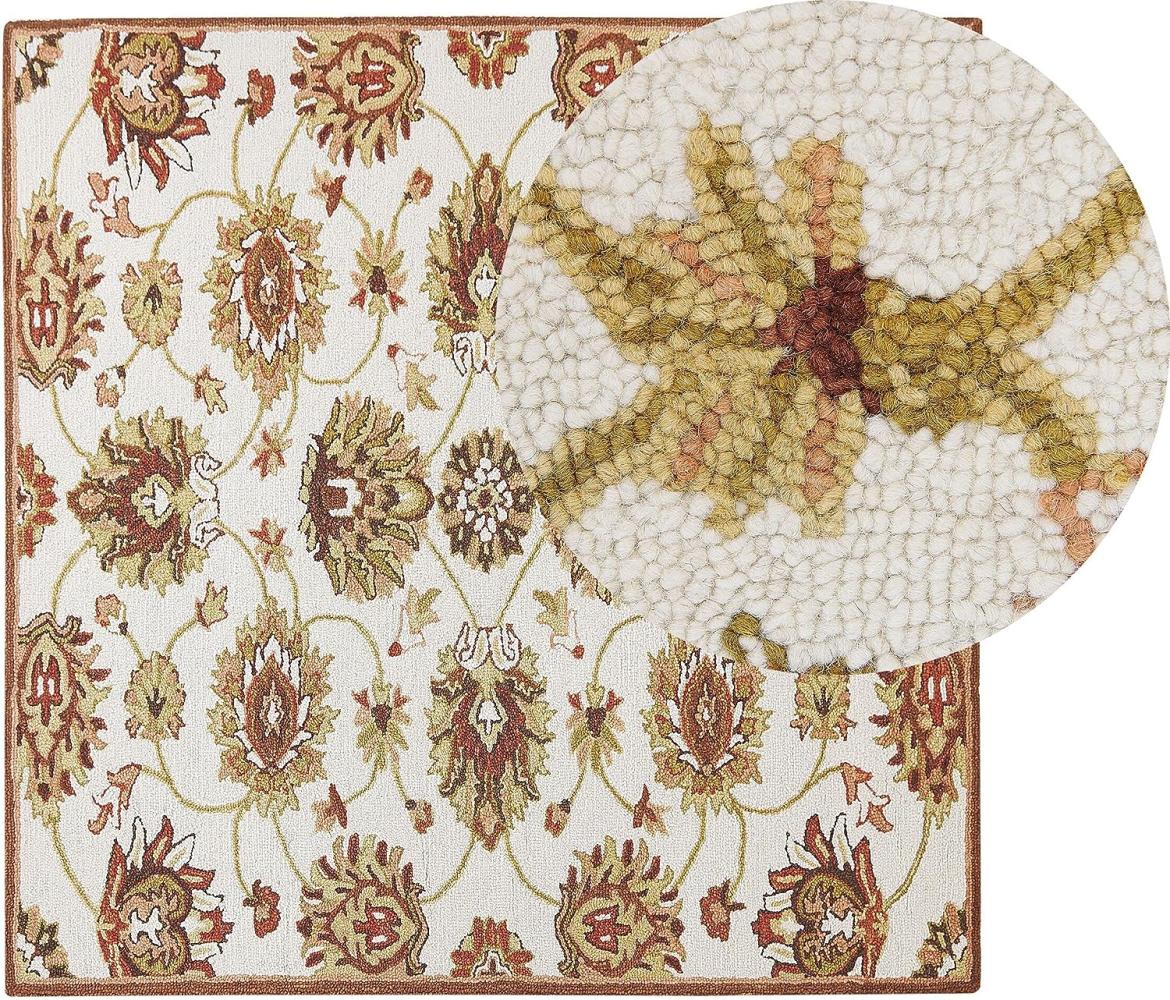 Teppich Wolle beige braun 200 x 200 cm Kurzflor EZINE Bild 1