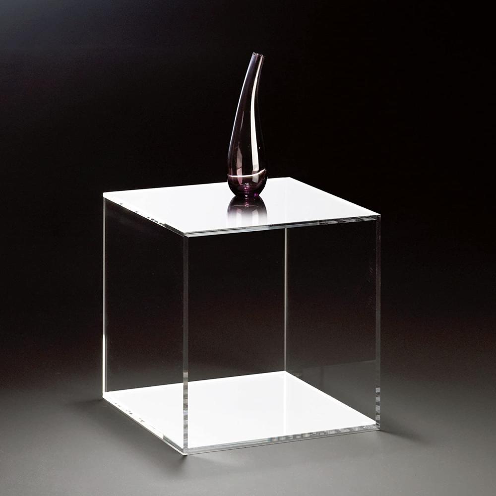 Beistelltisch, Acryl-Glas, Würfel, klar/weiß, 35 x 35 cm, H 35 cm, Acryl-Glas-Stärke 8 mm Bild 1