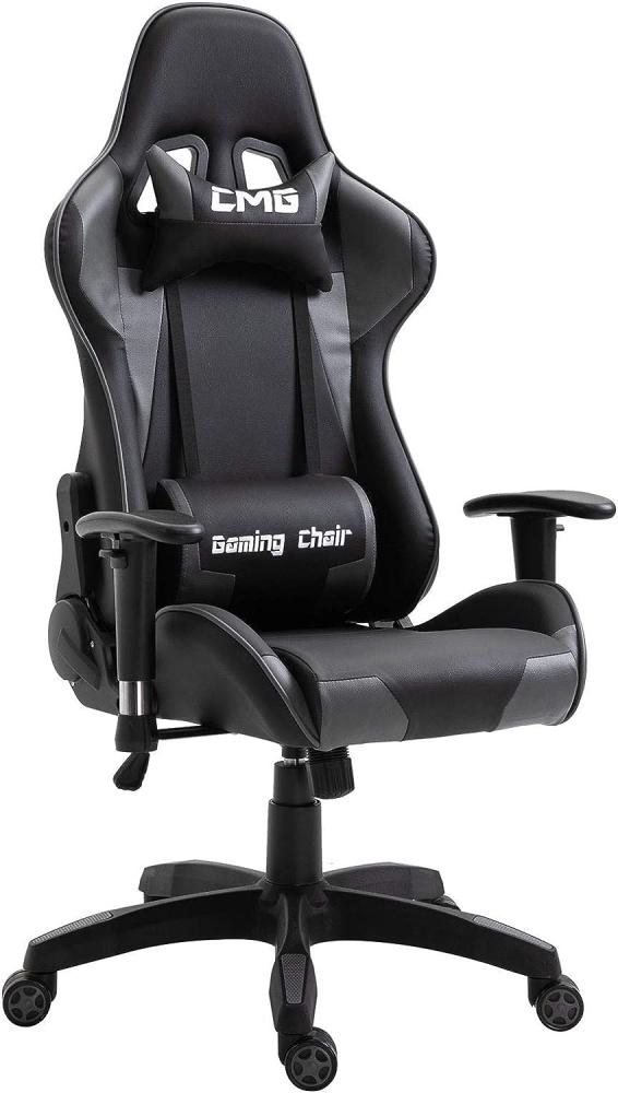 CARO-Möbel Gaming Drehstuhl in schwarz/grau Bürostuhl Racer Chefsessel Schreibtischstuhl, höhenverstellbar, Wippmechanik Bild 1