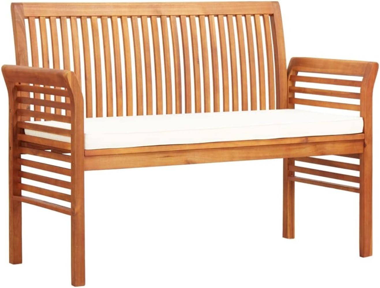 2-Sitzer Gartenbank mit Kissen 120 cm Massivholz Akazie Bild 1