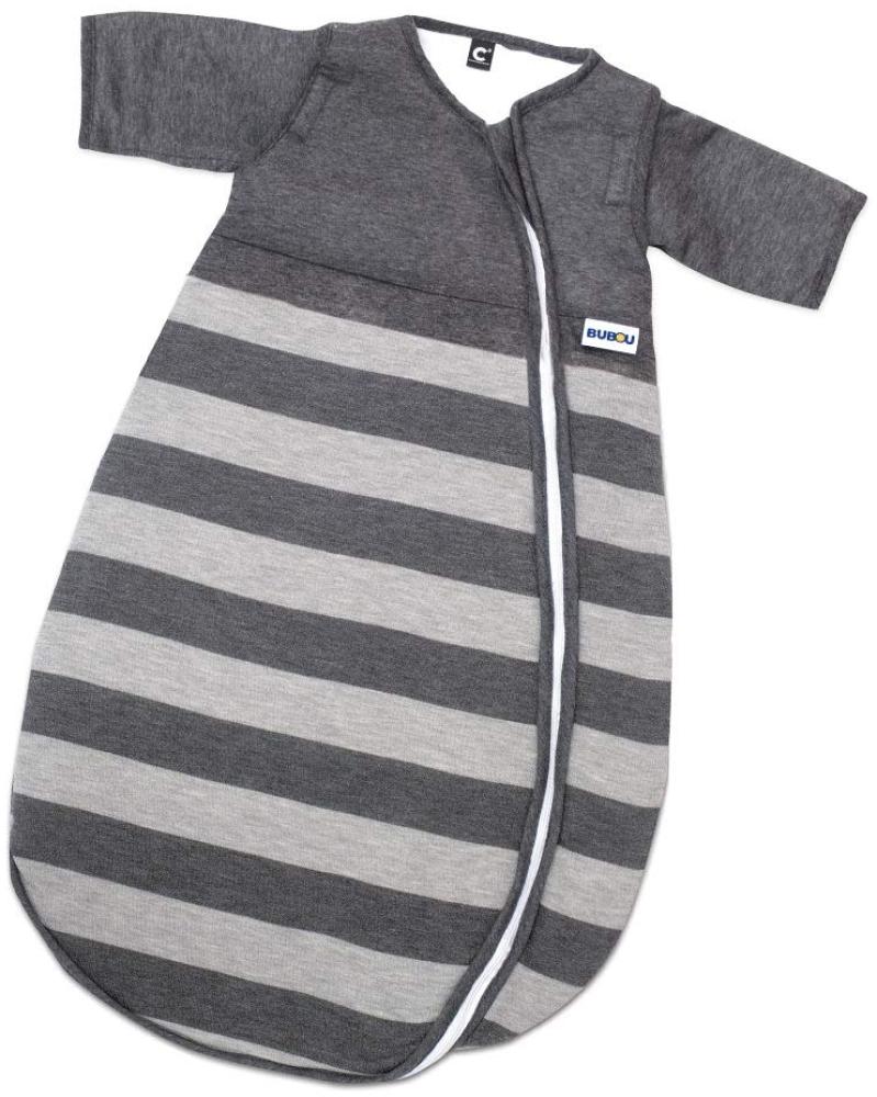 Gesslein 773092 Bubou Babyschlafsack mit abnehmbaren Ärmeln: Temperaturregulierender Ganzjahreschlafsack, Baby/Kinder Größe 110 cm, grau gestreift Bild 1
