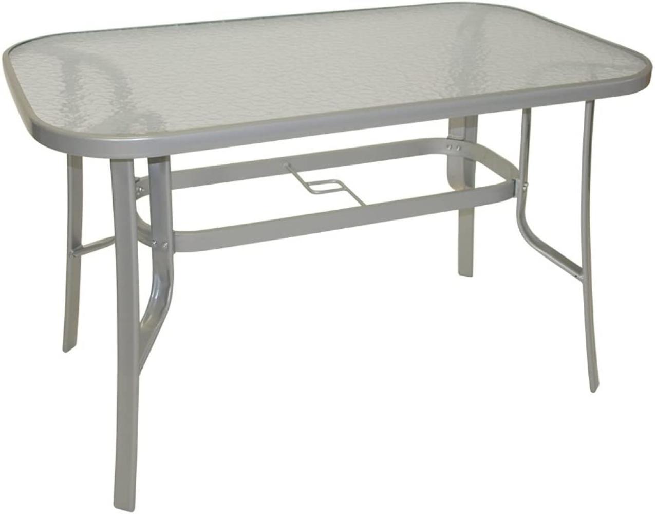 Gartentisch Tisch mit Glasplatte und Stahlgestell 120x70 cm Bild 1