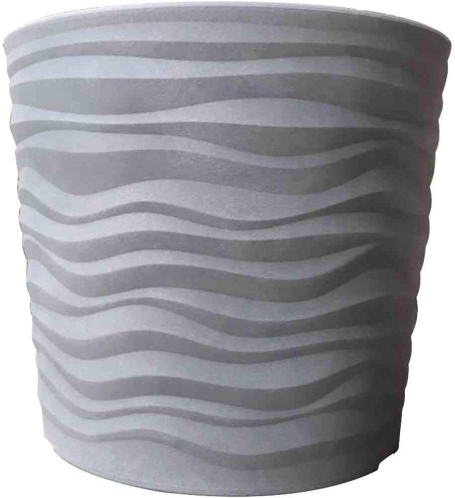 SIENA GARDEN Pflanzgefäß Madrid, rund, Ø 45x38 cm, aus Kunststoff Wellenoptik in retro-grau Bild 1