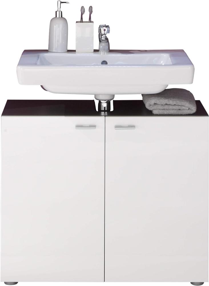 Waschbeckenunterschrank weiß Hochglanz Graphit grau 70 cm Tetis Bild 1