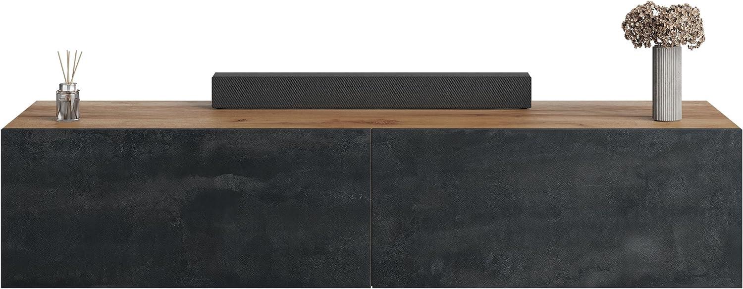 Planetmöbel TV-Schrank, Fernsehtisch 280 cm lang, TV-Board hängend oder stehend, Fernsehschrank für Wohnzimmer, 2X TV Möbel 37,8 x 140 x 32,5 cm, Gold Eiche schwarz charcoal Bild 1