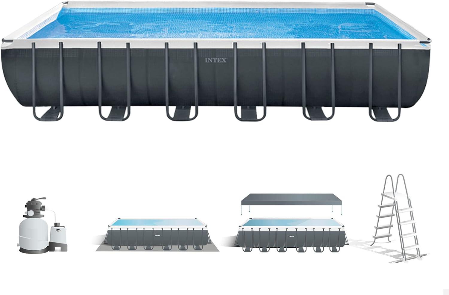 Intex 'Frame Swimming Pool Set Ultra Quadra XTR', anthrazit, 732 x 366 x 132 cm, inkl. Sandfilteranlage Bild 1