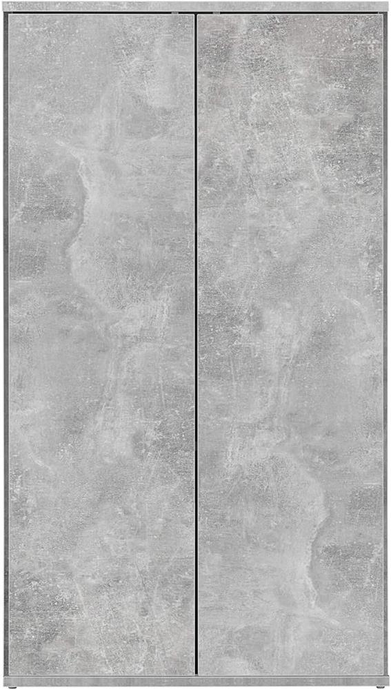 mokebo® Mehrzweckschrank 60 cm Breite mit Einlegeböden 'Der Schlanke', schmaler Schrank in Grau aus Holz, grifflose Öffnung, funktionaler Aktenschrank | Betonoptik Bild 1