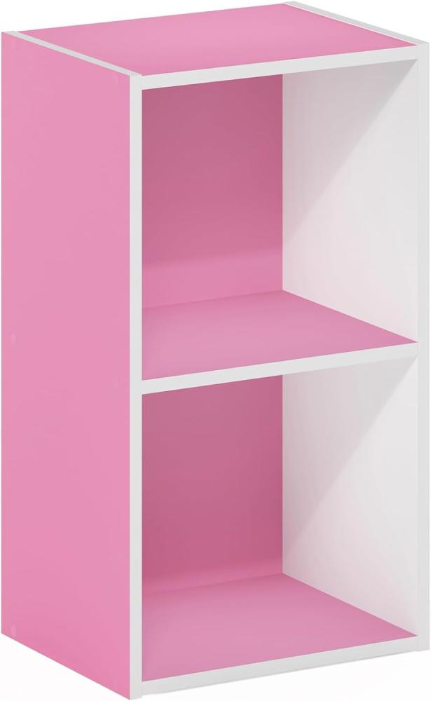 Furinno Pasir 2-stufiges Bücherregal mit offenem Regal, Rosa/Weiß Bild 1
