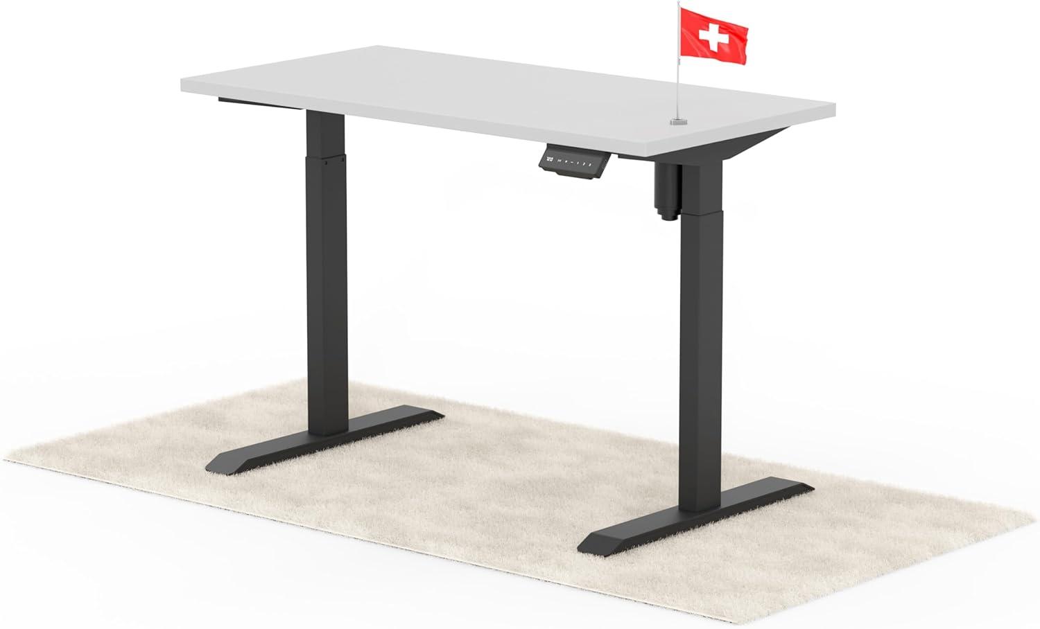 elektrisch höhenverstellbarer Schreibtisch ECO 120 x 60 cm - Gestell Schwarz, Platte Grau Bild 1