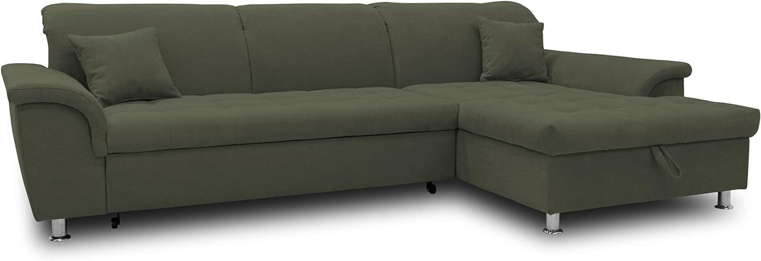 DOMO Collection Ecksofa Franzi, Couch in L-Form, Sofa, Eckcouch mit Rückenfunktion Polsterecke, Dunkelgrün, 279x162x81 cm Bild 1