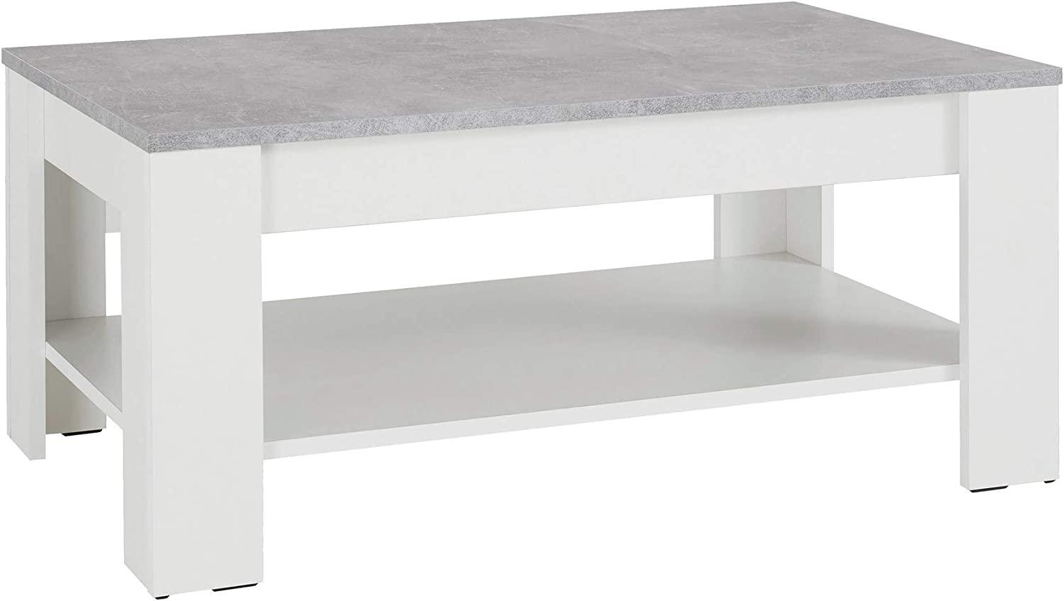 byLIVING Couchtisch ZAGREB / Moderner Wohnzimmertisch in weiß, Beton-Optik / Mit einem Ablageboden für viel Stauraum / Komfortable Tischhöhe / B 100, H 44, T 60 cm Bild 1