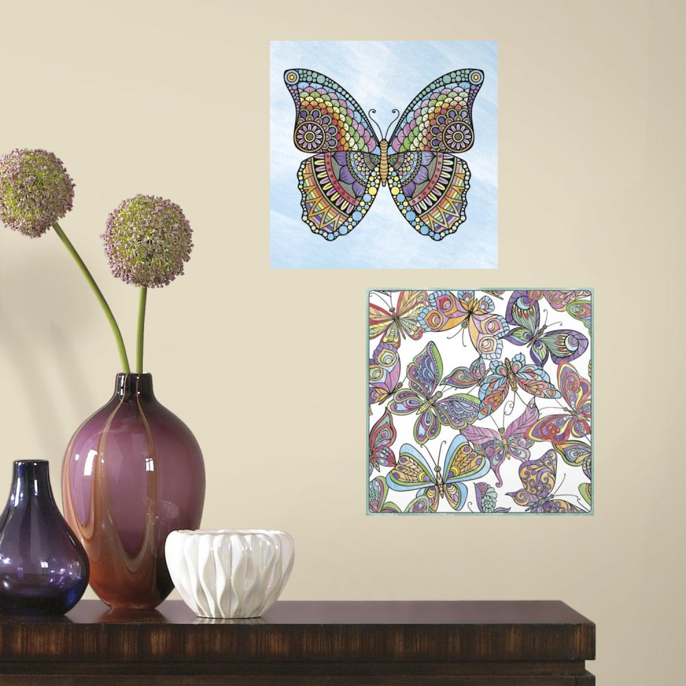 RoomMates - Color Your Decal - Schmetterling - selbstklebendes Mandalabild Bild 1