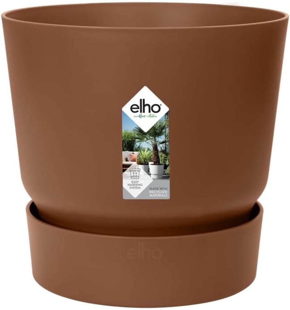 elho Greenville Rund 20 - Blumentopf für Innen und Außen - Selbstbewässerungstopf - 100% Recyceltem Plastik - Ø 19. 5 x H 18. 4 cm - Braun/Ingwer Braun Bild 1