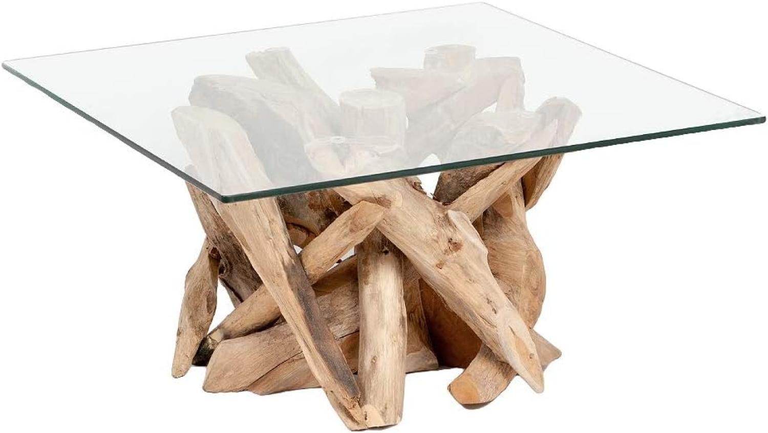 Teak Couchtisch TORA-eckig ca. L80cm Wohnzimmertisch Glastisch Holztisch Tisch Bild 1