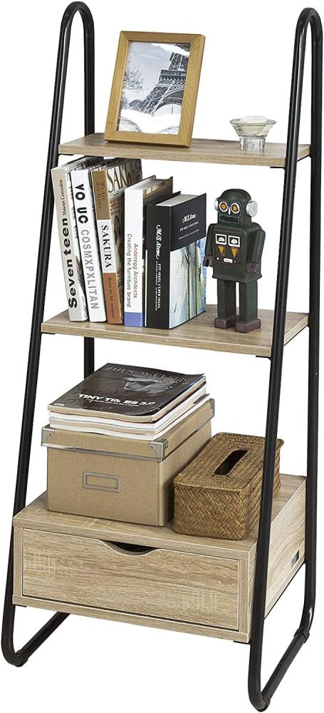 SoBuy Bücherregal, Standregal, Aufbewahrungsregal,mit 3 Ablagen und einer Schublade Bild 1