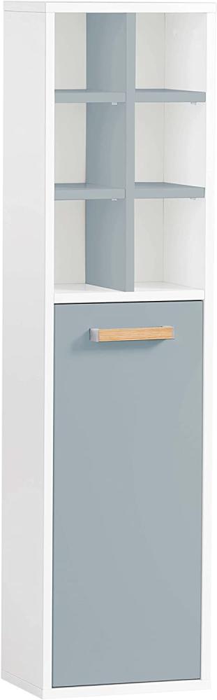 Schildmeyer Frida Highboard, Holzwerkstoff, weiß/taubenblau, 30,4 x 21,8 x 115,6 cm Bild 1