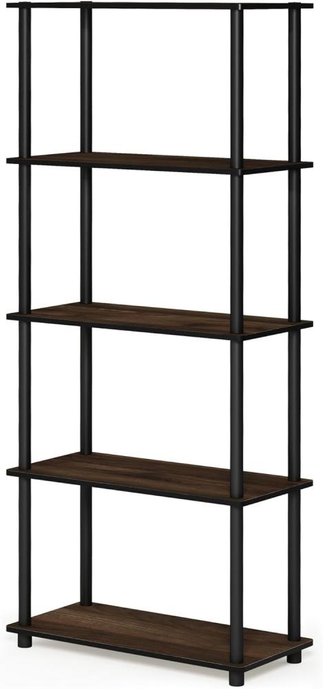 Furinno Turn-N-Tube 5-stufiges Mehrzweck-Regal, Bücherregal, Aufbewahrungsregal, mit Runde Rohre, Columbia Walnut/Schwarz, 59. 9 (Breite) x 145. 8 (Höhe) x 29. 5 (Tiefe) cm Bild 1