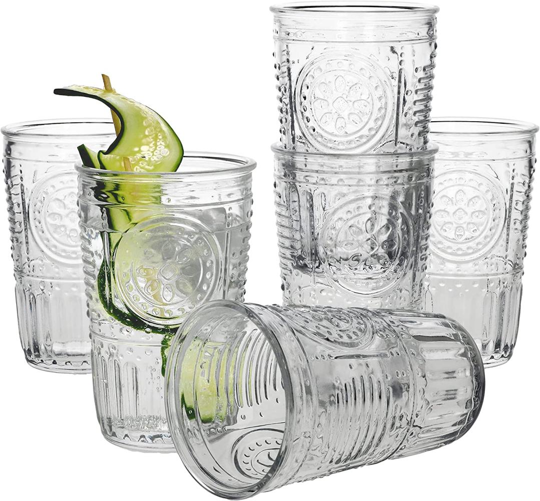 6er Set Romantic Longdrink-Glas Klar 340ml Cocktail-Glass Trink-Gläser Saft Bild 1