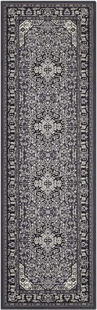 Orientalischer Kurzflor Teppich Skazar Isfahan Dunkelgrau - 80x250x0,9cm Bild 1