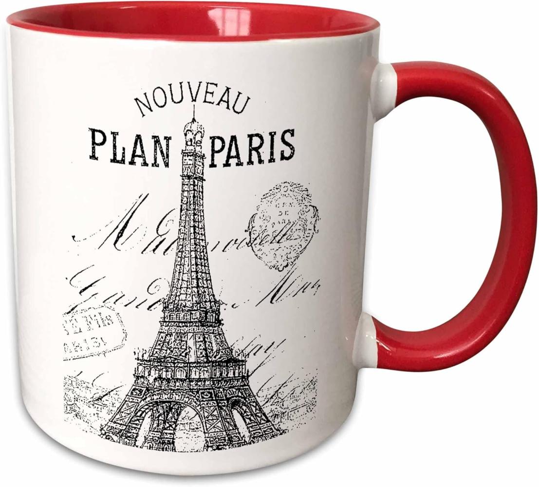 3dRose im Vintage-Stil, Pariser Eiffelturm-Tower-Two, aus Keramik, Rot-Weiß, 10,16 x 7,62 x-Rot Bild 1