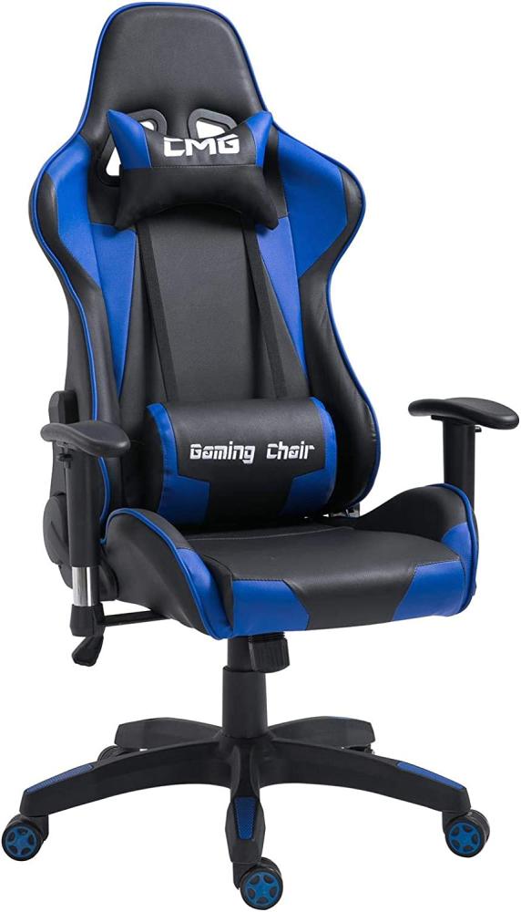 CARO-Möbel Gaming Drehstuhl in schwarz/blau Bürostuhl Racer Chefsessel Schreibtischstuhl, höhenverstellbar, Wippmechanik Bild 1