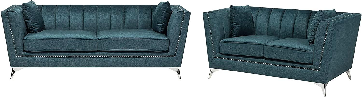 Sofa Set Samtstoff blaugrün 5-Sitzer GAULA Bild 1