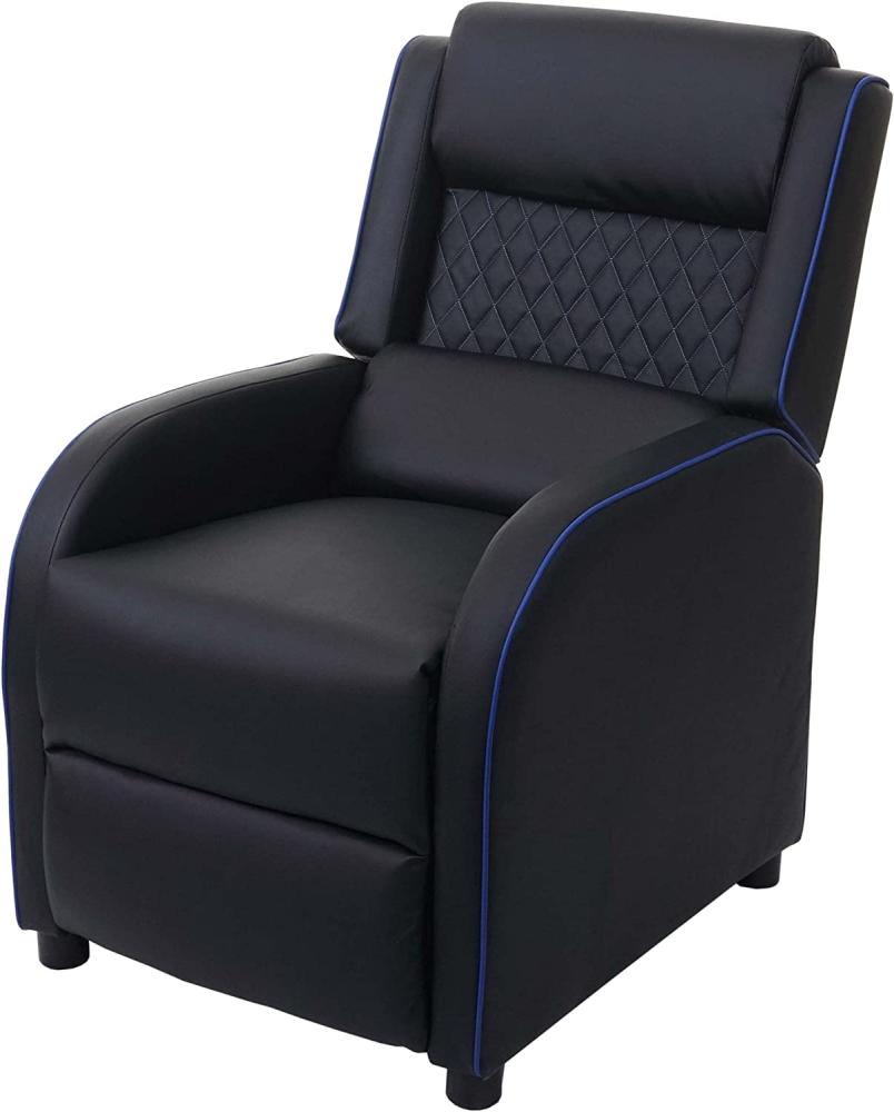 Fernsehsessel HWC-J27, Relaxsessel Liege Sessel TV-Sessel, Kunstleder ~ schwarz-blau Bild 1