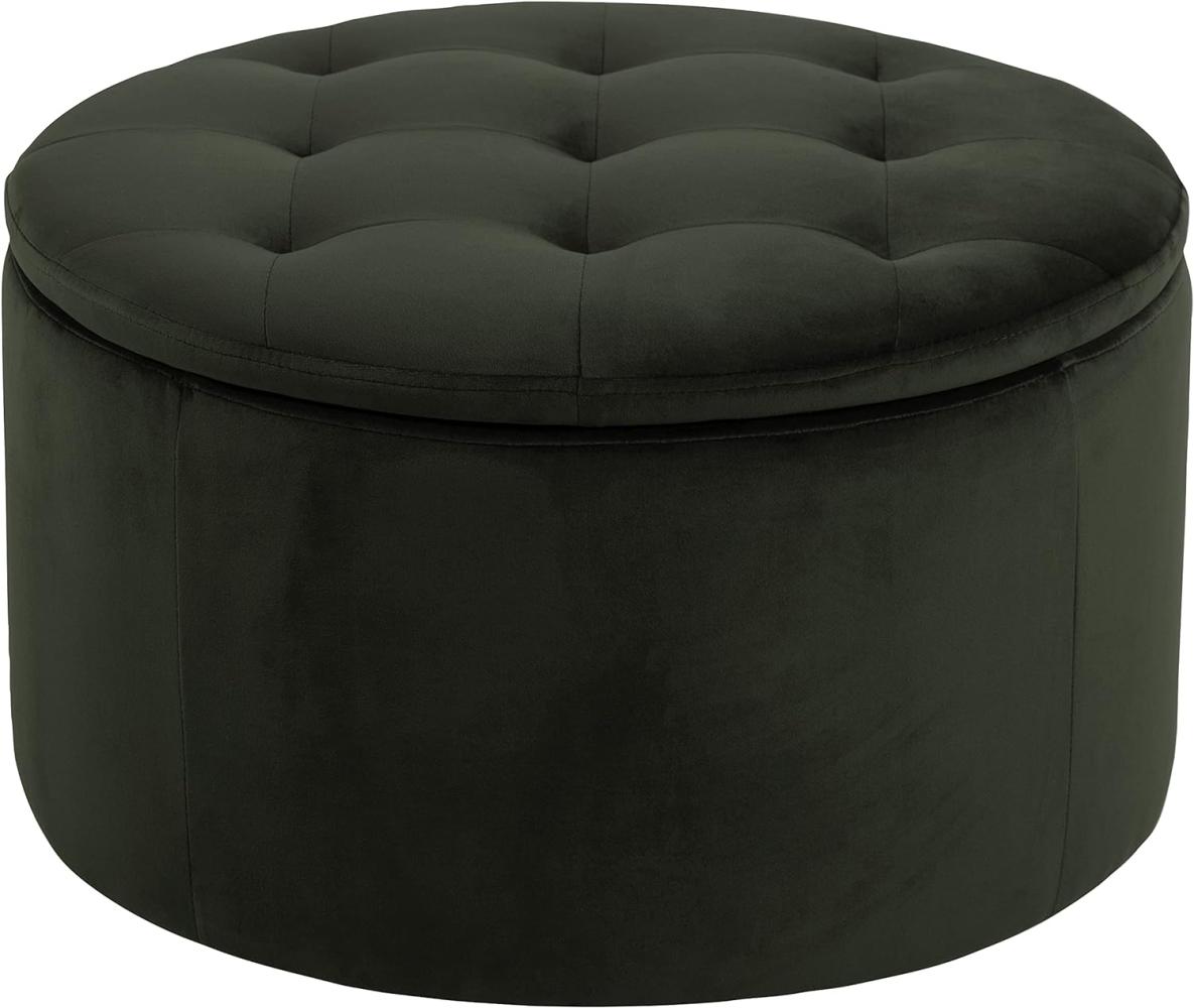 AC Design Furniture Rocco runde Ottomane, H: 35 x B: 60 x T: 60 cm, Ø: 60 cm, Dunkelgrün, Stoff, 1 Stk. Bild 1