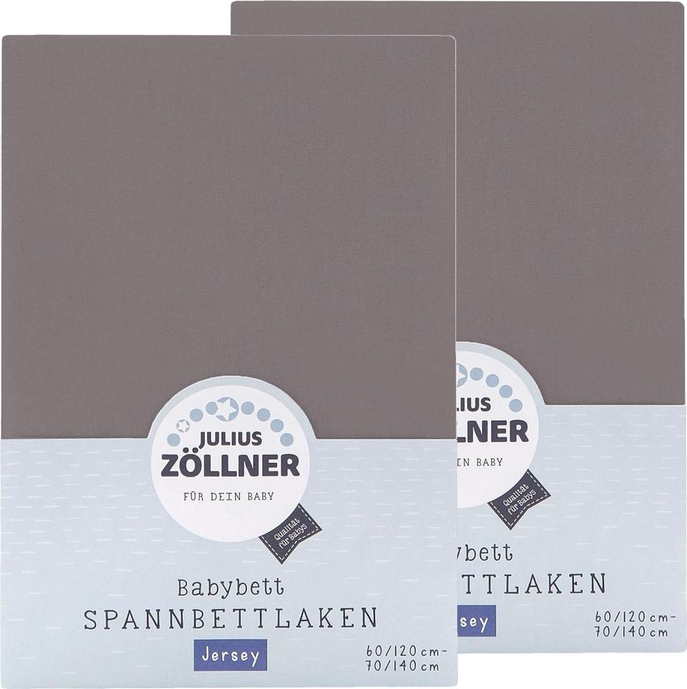 Julius Zöllner Spannbetttuch Jersey 70x140 / 60x120 Anthracite Doppelpack Bild 1