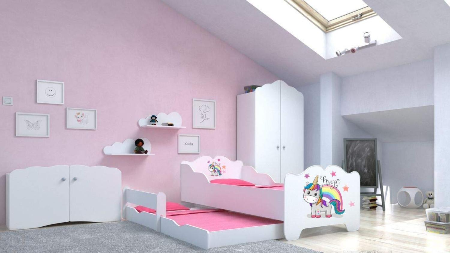 Angelbeds 'Anna' Kinderbett 80x160 cm, Motiv E5, mit Flex-Lattenrost, Schaummatratze und Schubbett Bild 1