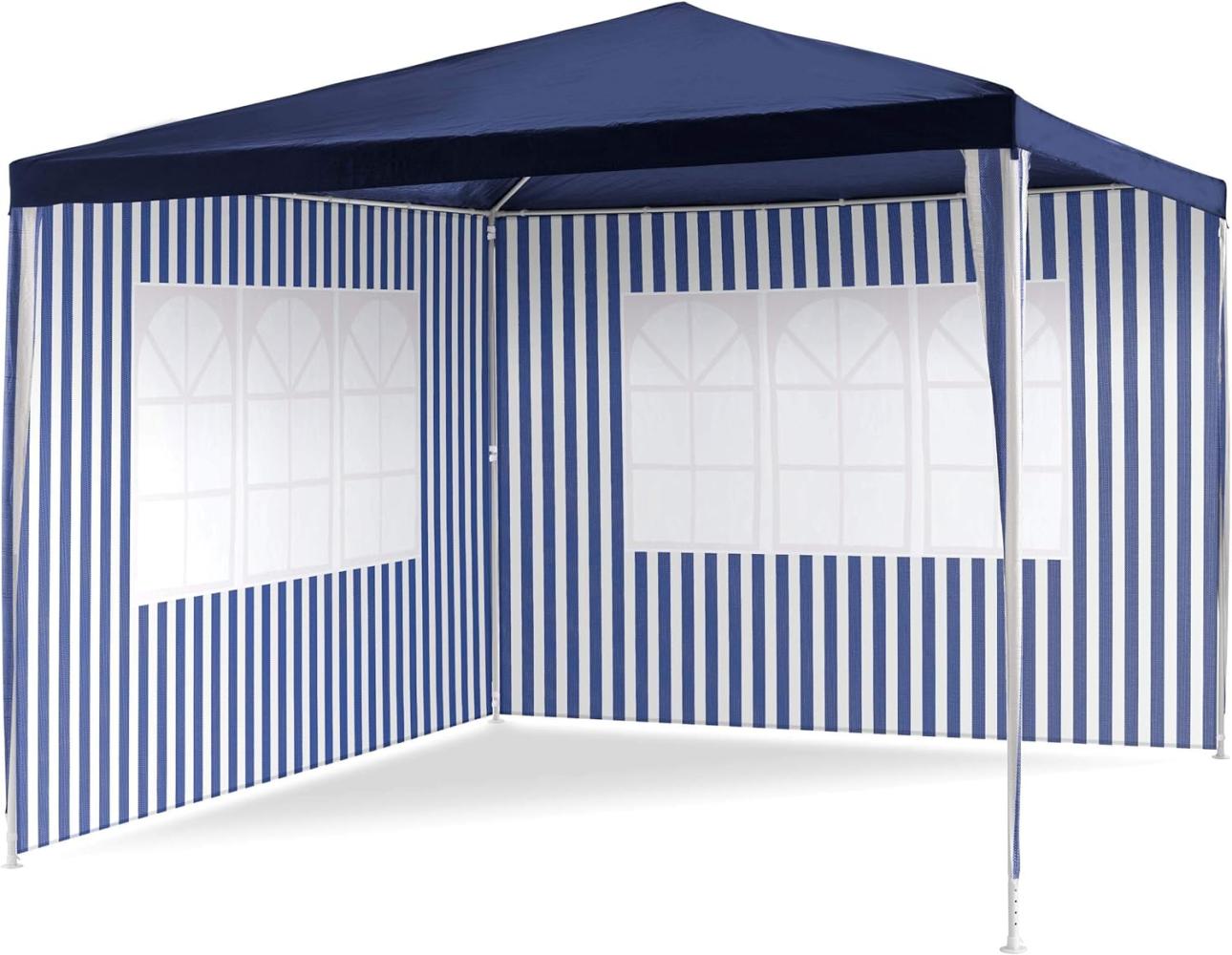 PE-Pavillon Partyzelt mit 2 Seitenteilen für Garten Terrasse Markt Camping Festival als Unterstand und Plane, wasserdicht 3 x 3 m blau Bild 1