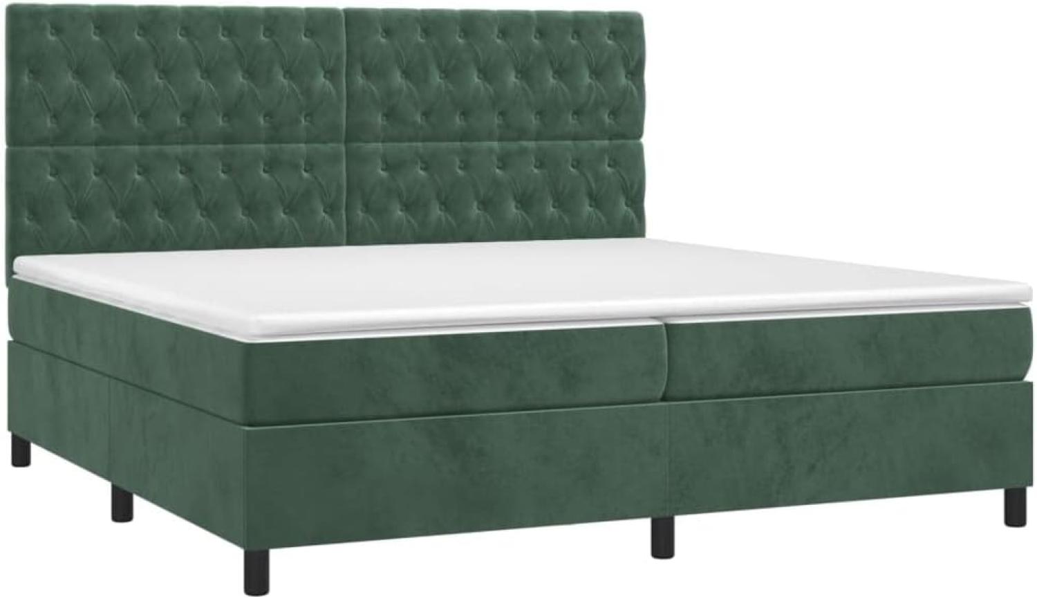 vidaXL Boxspringbett mit Matratze Dunkelgrün 200x200 cm Samt Bild 1