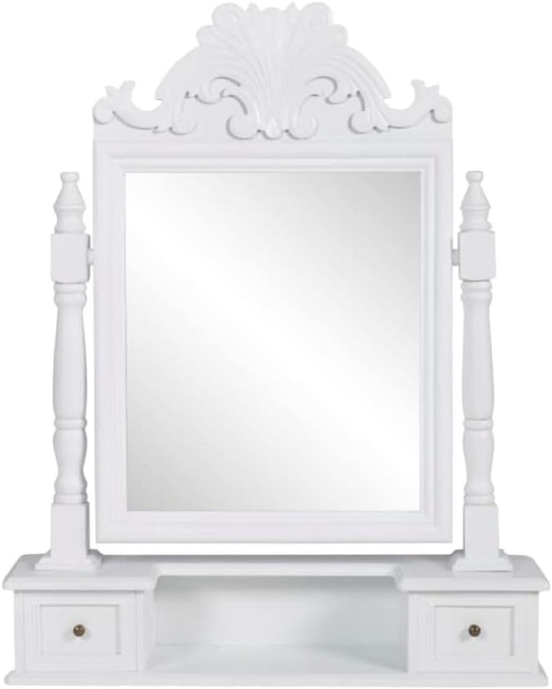 vidaXL Schminktisch mit Spiegel, MDF weiß, 60 x 12,5 x 74 cm Bild 1
