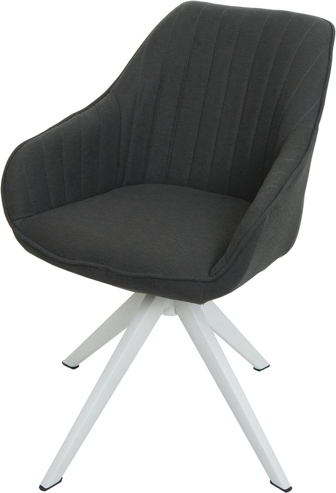 Esszimmerstuhl HWC-K27, Küchenstuhl Stuhl mit Armlehne, drehbar Stoff/Textil ~ dunkelgrau Bild 1