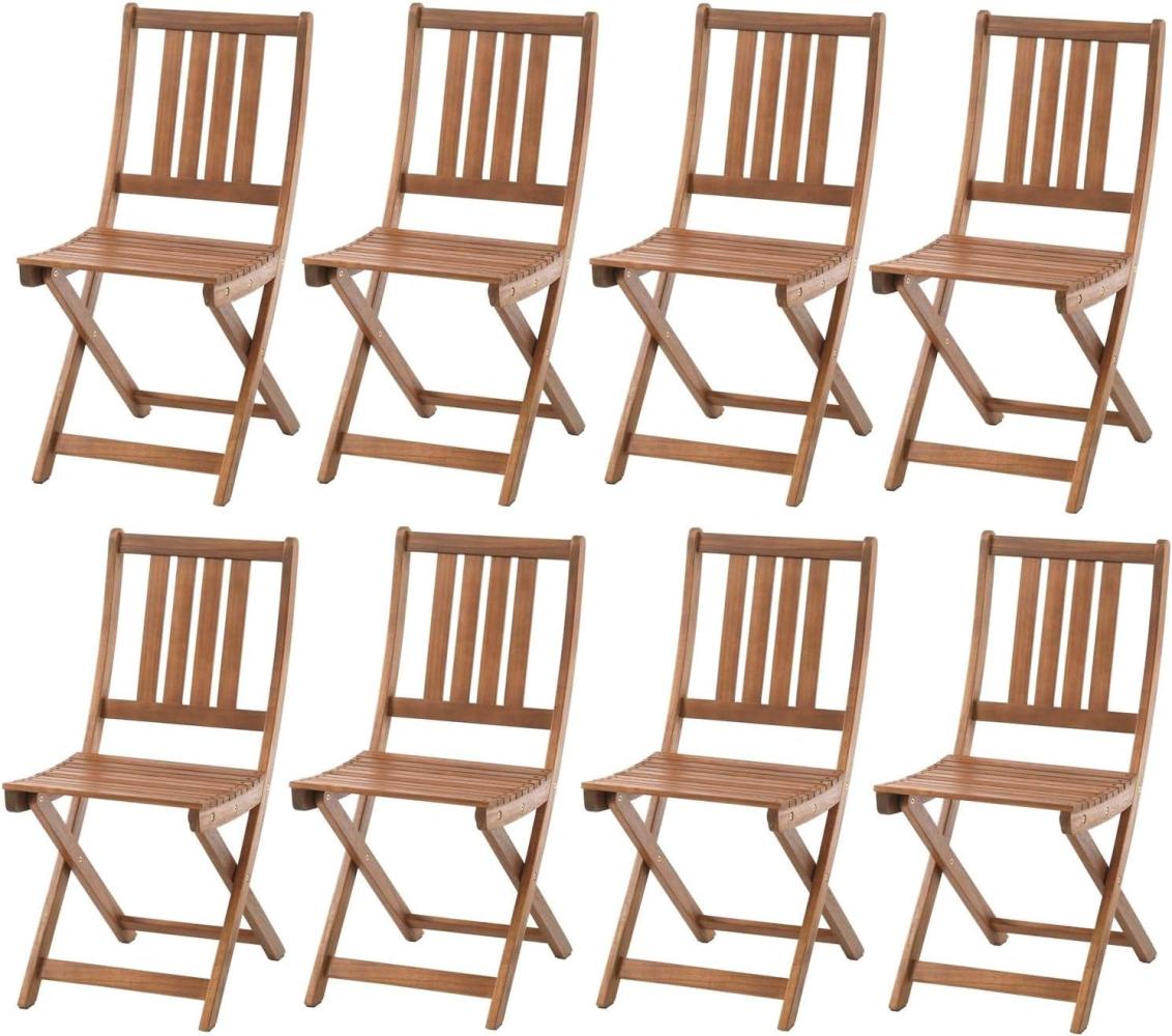 8x Balkonstühle 85cm Gartenstühle Akazie Holz Klappstuhl Holzstühle braun geölt, geschliffen Bild 1
