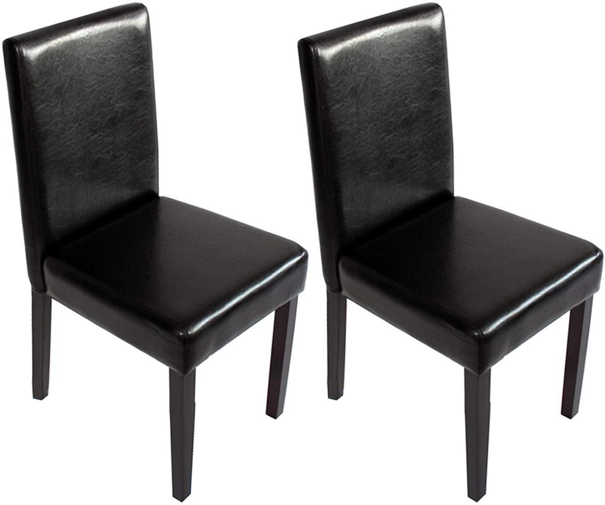 2er-Set Esszimmerstuhl Stuhl Küchenstuhl Littau ~ Kunstleder, schwarz, dunkle Beine Bild 1
