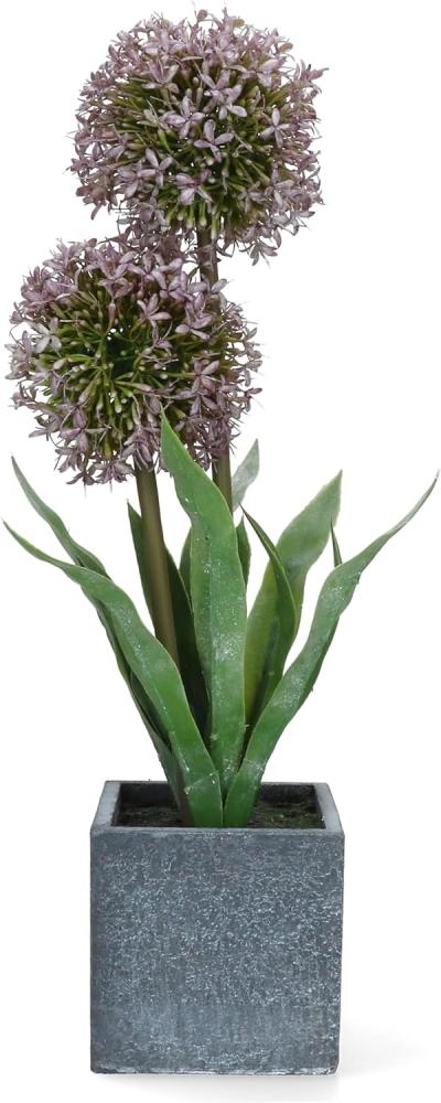 Topfpflanze Lauch Lila Zimmer-Pflanze Kunststoff Tisch-Deko Kunst-Blume im Topf Bild 1