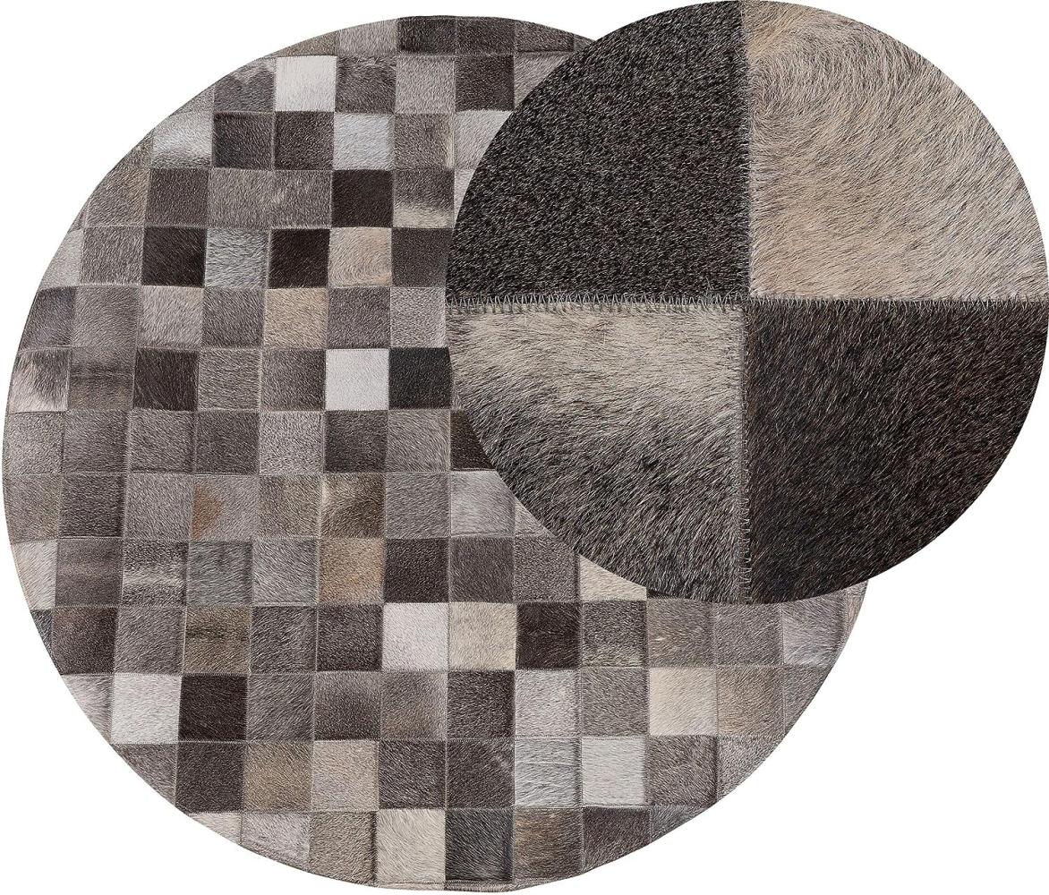 Teppich Kuhfell grau ⌀ 140 cm Patchwork BERGAMA Bild 1