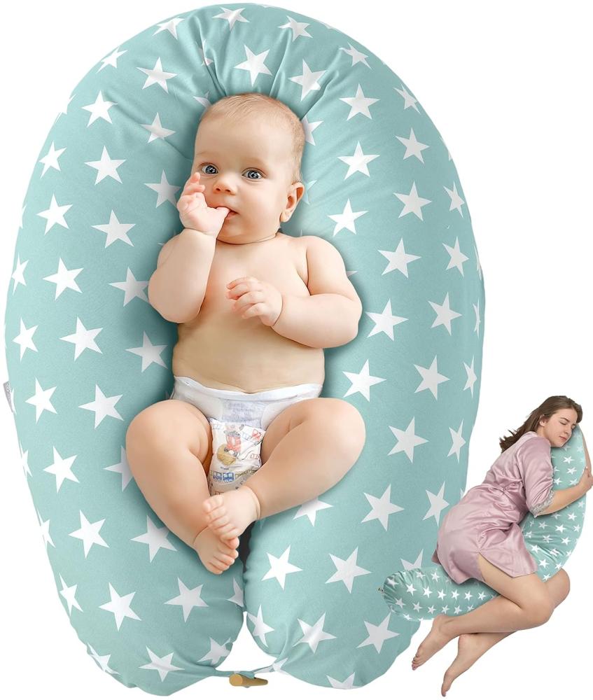 sei Design XXL Stillkissen ergonomisch 190x30 | Schwangerschaftskissen Seitenschläferkissen Komfortkissen Erwachsene | Babynestchen Neugeborene Baby Kissen mit Bezug 100% Baumwolle Bild 1