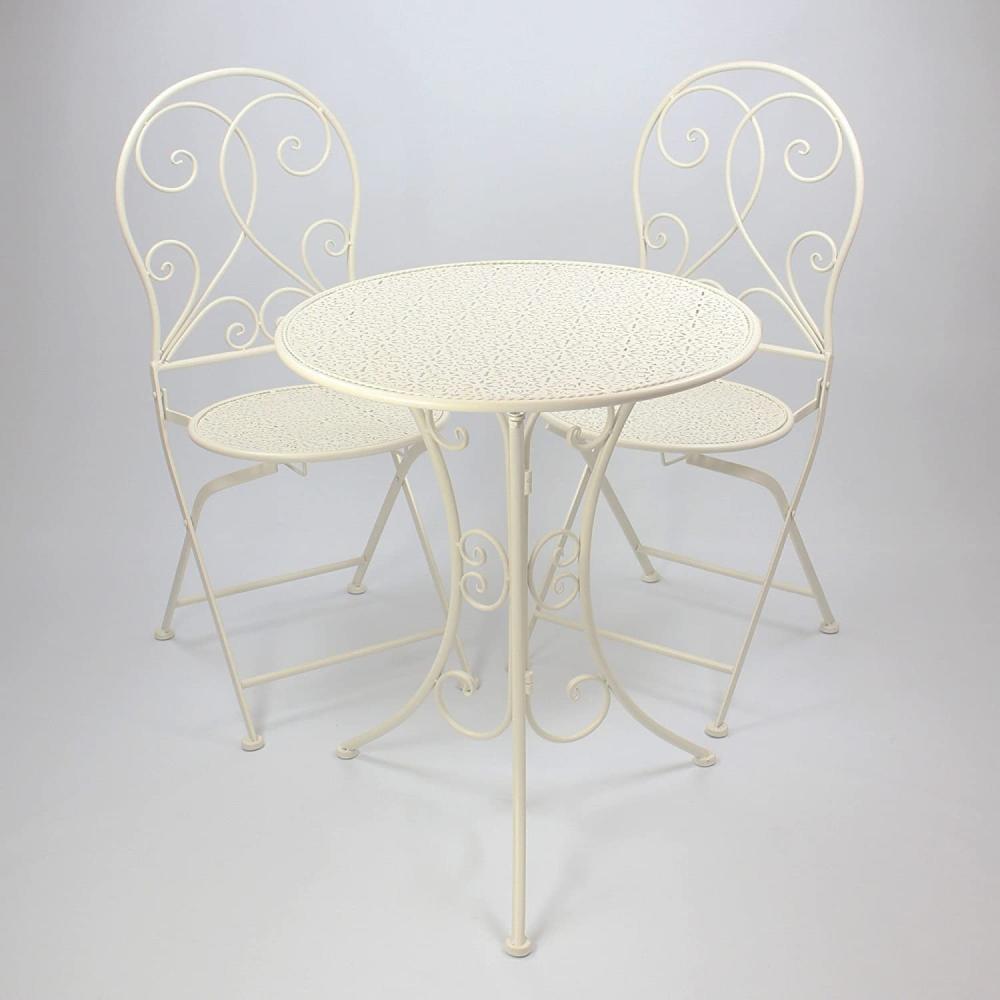 Frank-Flechtwaren Bistro-Set White Romance (3-teilig), Maße: Stuhl 40 x 43 x 93 cm, Sitzhöhe 45 cm, Tisch Ø 60 x 70 cm Bild 1