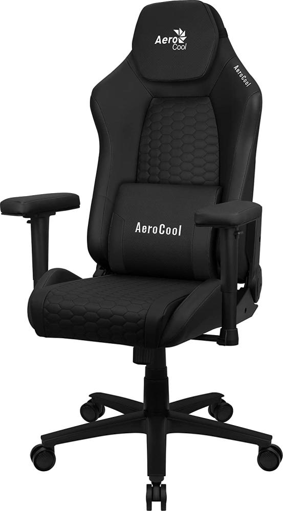 Aerocool CROWNBK Schwarz, Ergonomischer Gaming Stuhl, Verstellbare Kissen, Premium Kunstleder Bild 1