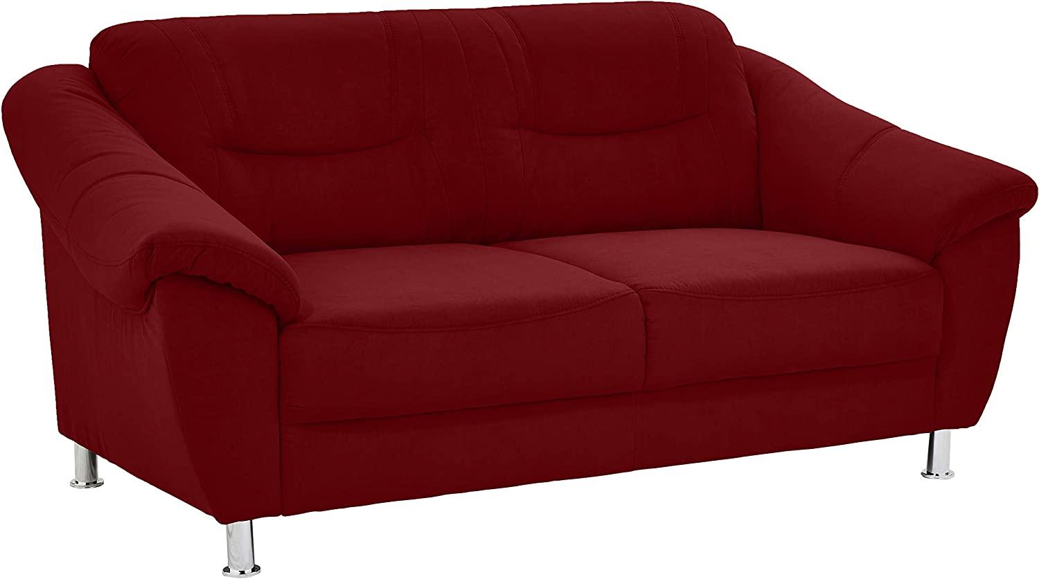 Cavadore 2-Sitzer Sofa Salisa / 2er Sofa mit Federkern im klassischen Design / 182 x 86 x 90 / Mikrofaser Dunkelrot Bild 1