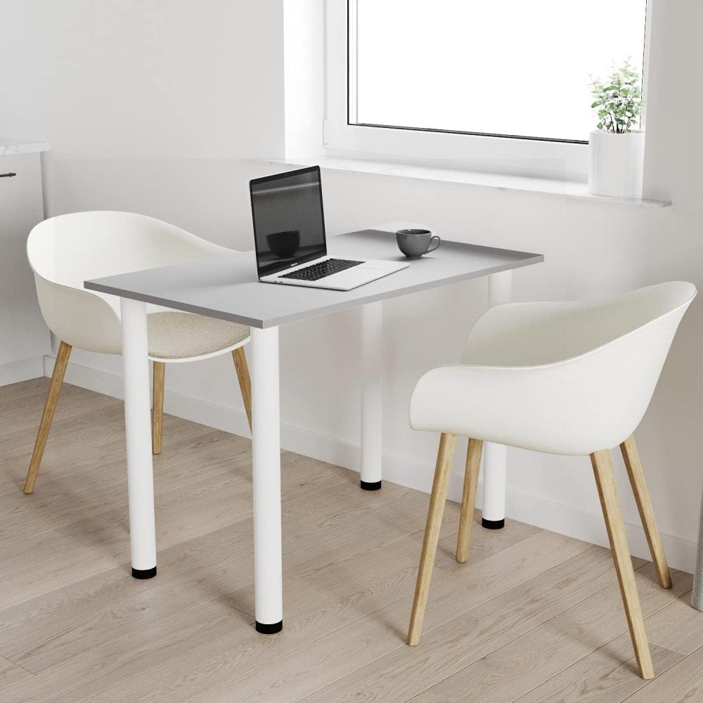 80x50 | Esszimmertisch - Esstisch - Tisch mit weißen Beinen - Küchentisch - Bürotisch | Light Graphite Bild 1