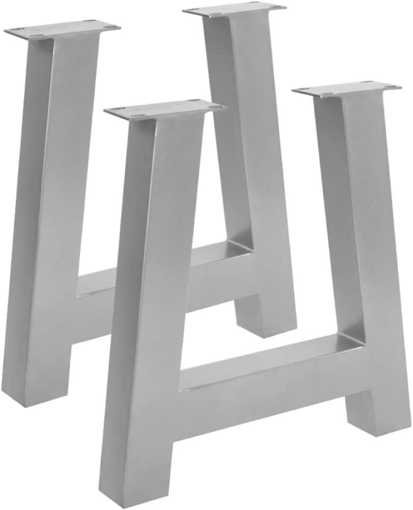 SAM Tischgestell in A-Form, 2er Set, Roheisen lackiert, Silber, A-Gestell aus Metall für Holztische, 70 x 10 x 74 cm, Gestell für DIY-Projekte Bild 1