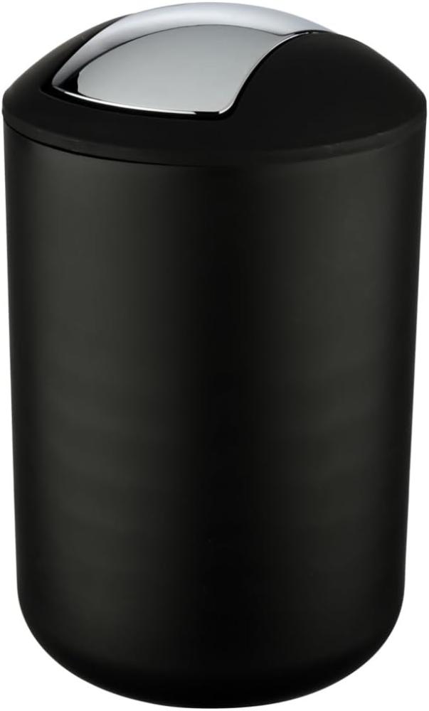 Wenko Kosmetikeimer Brasil L 6,5 Liter, Badezimmer-Mülleimer mit Schwingdeckel, Abfalleimer aus bruchsicherem Kunststoff, Ø 19,5 x 31 cm, schwarz Bild 1