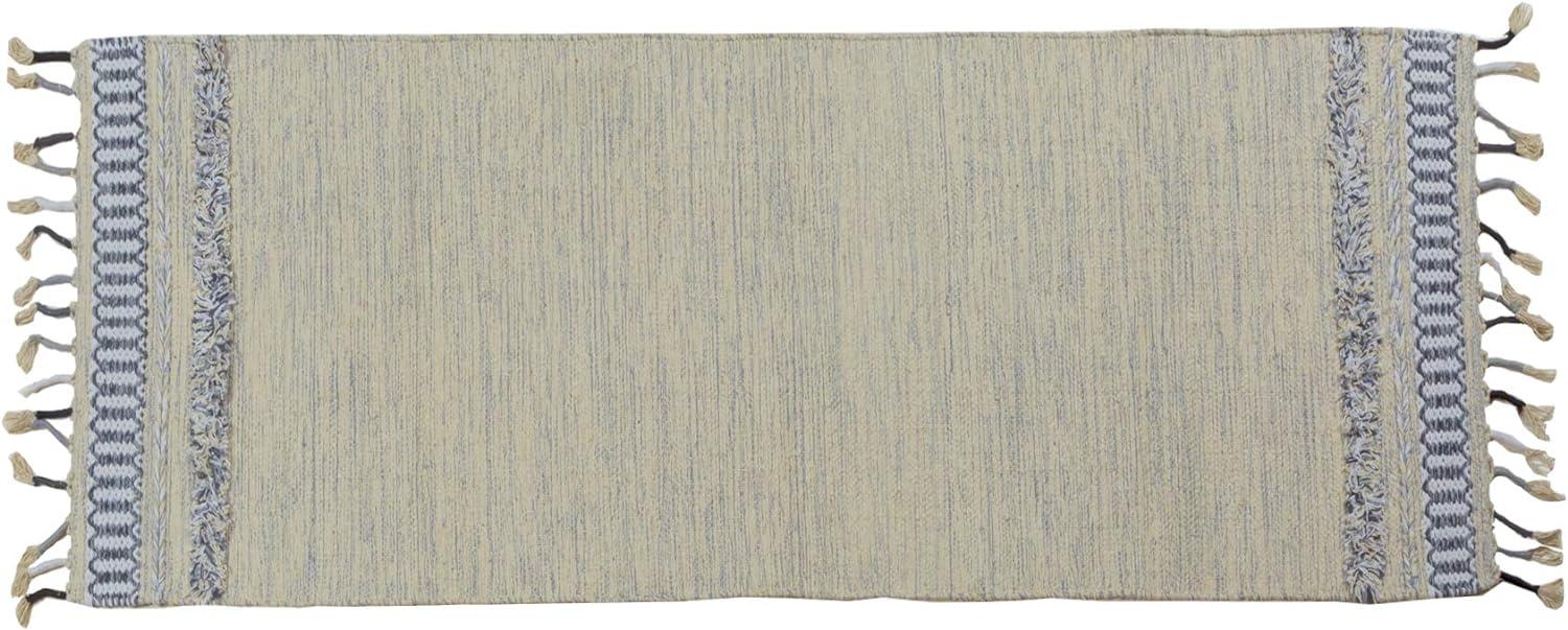 Dmora Moderner Boston-Teppich, Kelim-Stil, 100% Baumwolle, grau, 180x60cm Bild 1