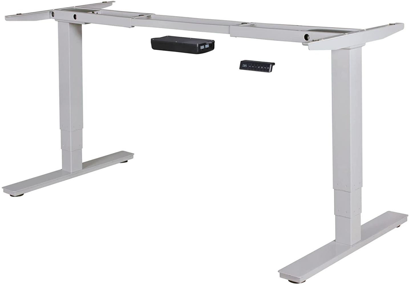 Höhenverstellbares Tischgestell mit Dual-Motor + Memory Funktion | höhenverstellbar von 63 - 128 cm, Silber Bild 1