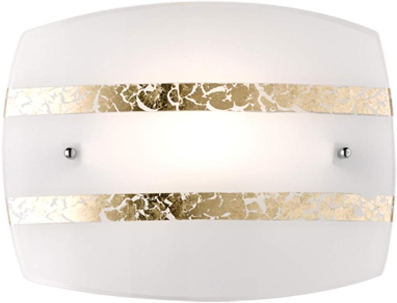 Flache Wandleuchte NIKOSIA mit Glas Lampenschirm Weiß-Gold, 30x22cm Bild 1