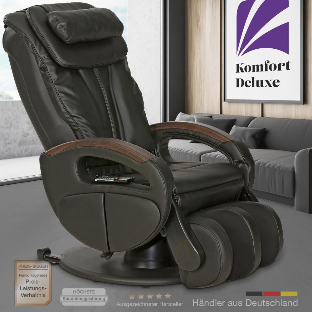 'Komfort Deluxe' Massagesessel mit 7 Massagefunktionen, Kunstleder schwarz, 75 x 130 x 110 cm Bild 1