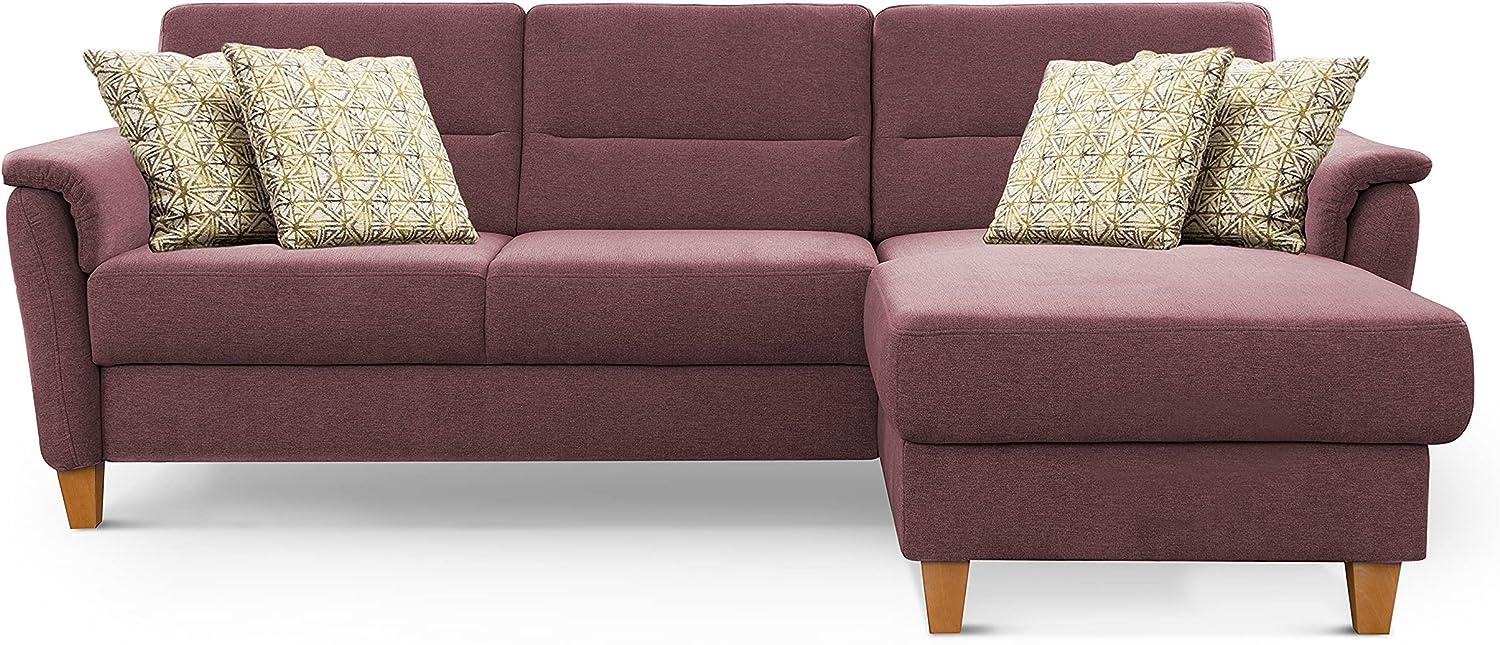 CAVADORE Ecksofa Palera / Federkern-Sofa in L-Form im Landhausstil / 244 x 89 x 163 / Chenille-Bezug, Dunkelrot Bild 1